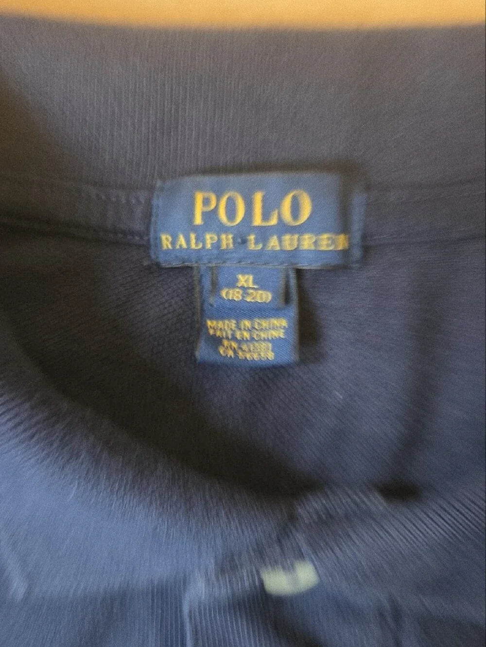 Polo Ralph Lauren Navy Long Sleeve Polo with Red Logo, Boys XL Or Men's XS Slim